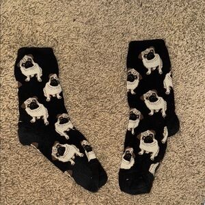 Black Socks with Pug Design